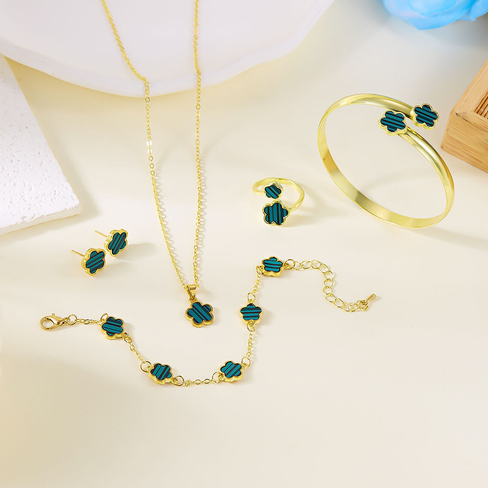 Thumbnail: 5pcs/set Colorful Enamel Plum Blossom Bracelets for Women Lucky Five Leaf Flower