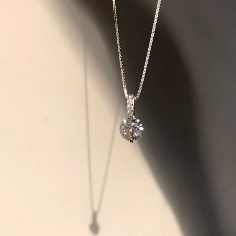 Thumbnail: Huitan Eternity Pendant Necklace with Round Cubic Zirconia Simple and Elegant Wo