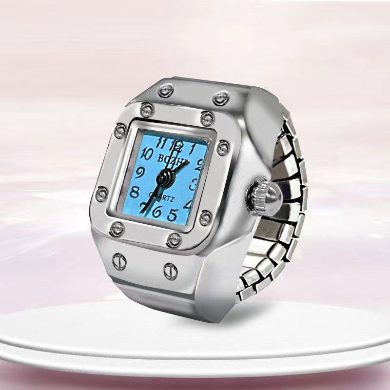 Thumbnail: Ring Watch New Hot Selling Creative Alloy Shell Finger Square Dial Couple Men An