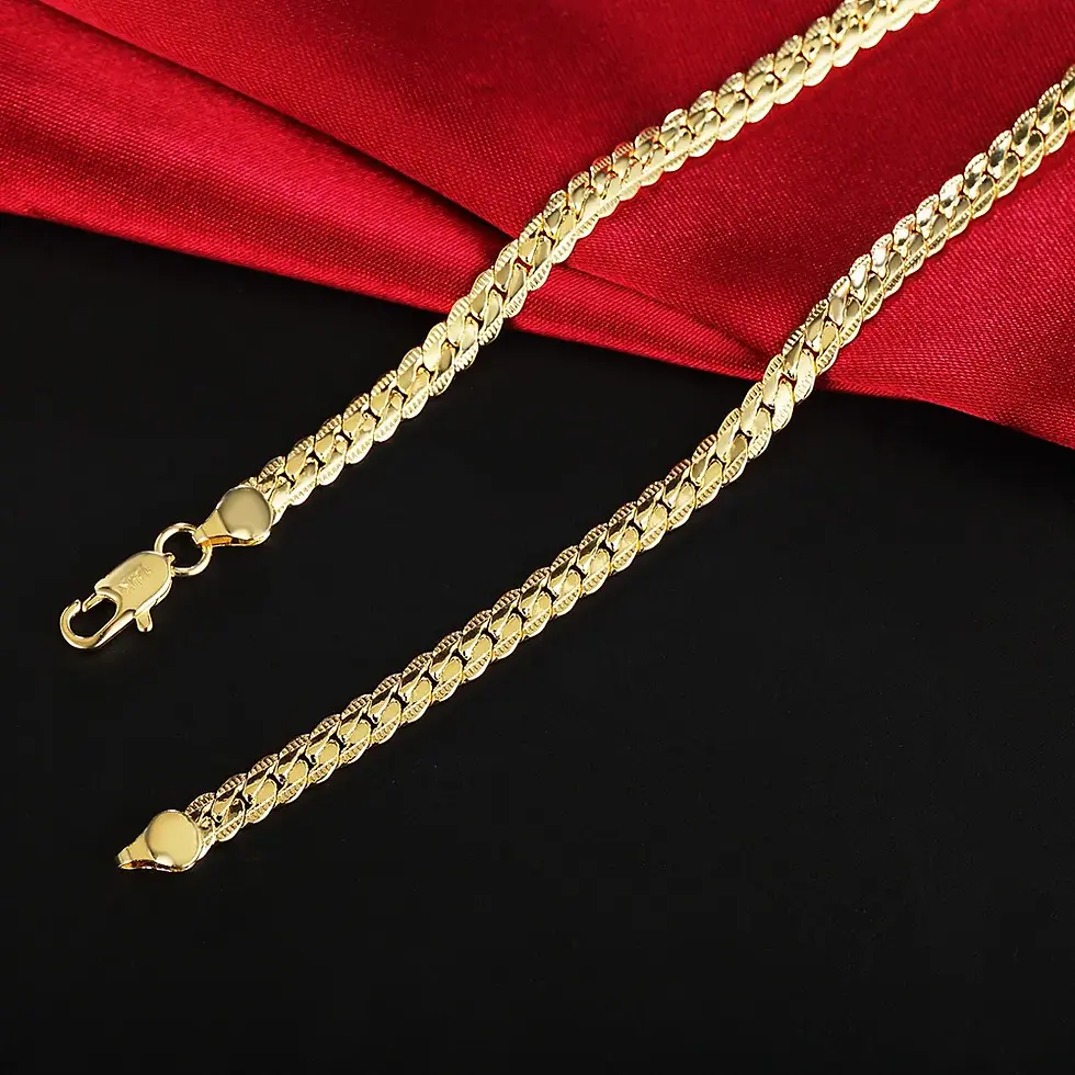 Thumbnail: 18K Gold 18-24inch 45-60cm 6mm Full Side Chain Necklace For Women Men Fashion We