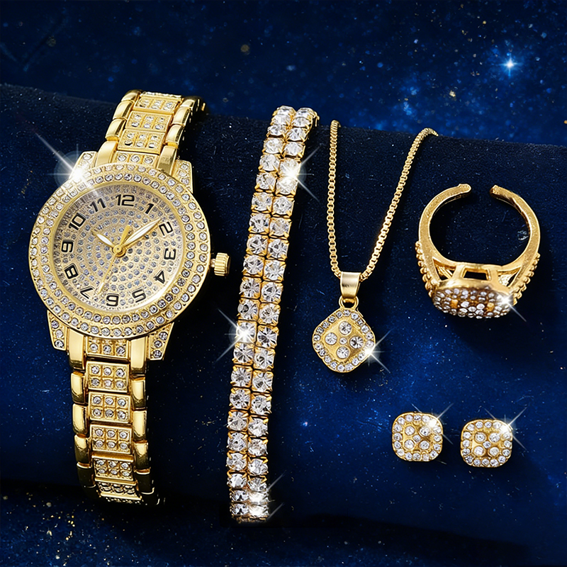 Thumbnail: Luxury Women Gold Watch Fashion Ladies Quartz Diamond Wristwatch Elegant Female 