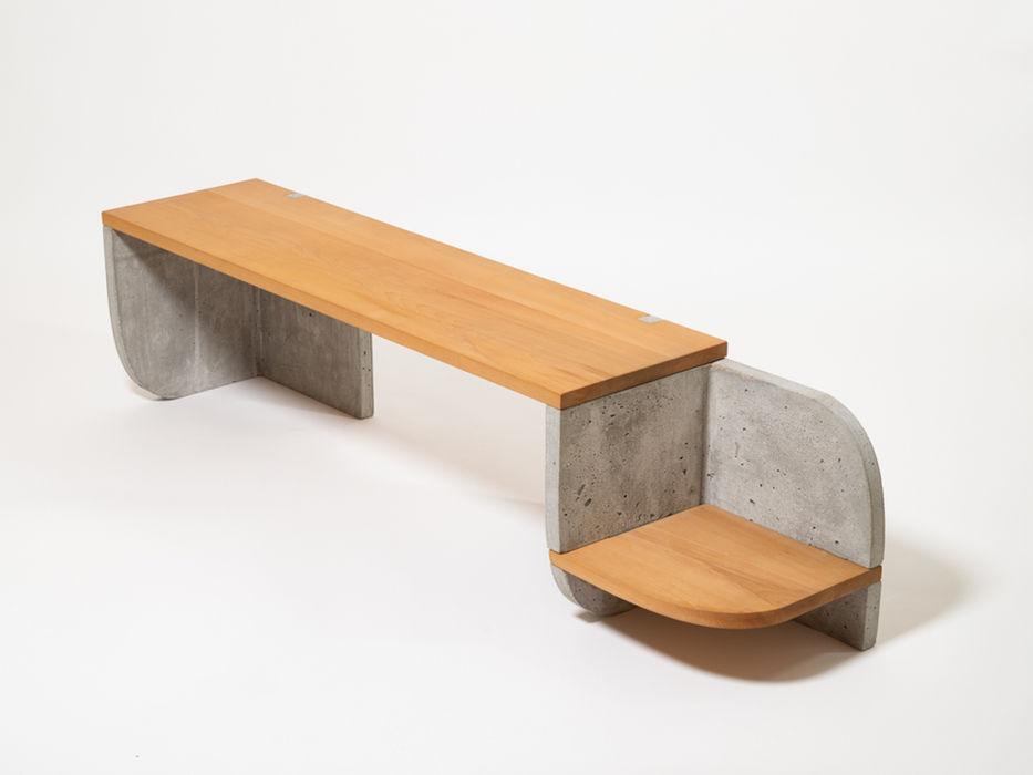 Thalis Nicolaou Studio based in Nicosia, Cyprus: contemporary handcrafted colorful furniture with functionality, aesthetics, and practicality. Unique playful interior side tables, product WOOD WORM. Concrete feeds on wood.