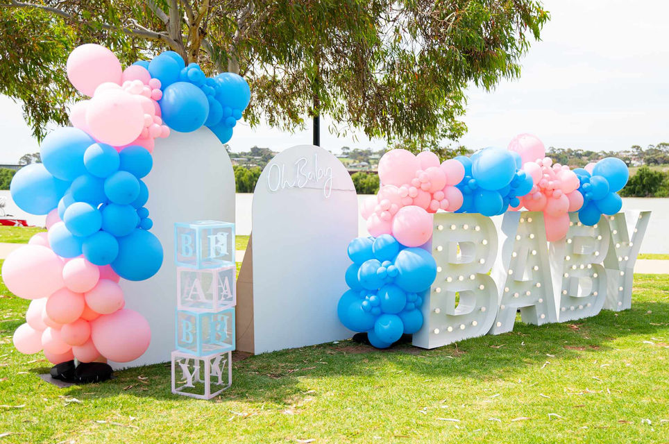 LED lighting setup for gender reveal party in Adelaide.