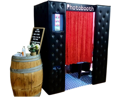 Adelaide wedding photo booth hire featuring enclosed design with high-quality camera and instant prints.