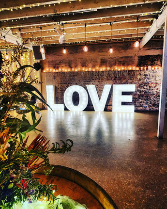 White LED LOVE letters for wedding decor in Adelaide