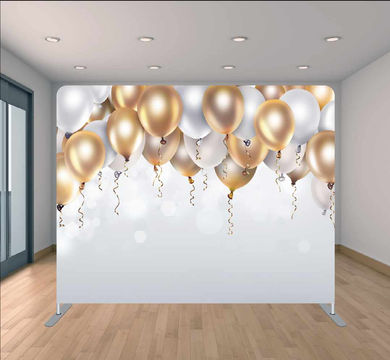 Gold & Silver balloons Pillow Case Tension Fabric Backdrop by Little Aussie Teepees