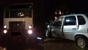 Caminhão com placas de Água Doce se envolve em acidente na BR-282 em Catanduvas