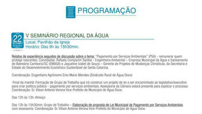 Água Doce prepara V Seminário Regional da Água - Evento acontece no dia 22