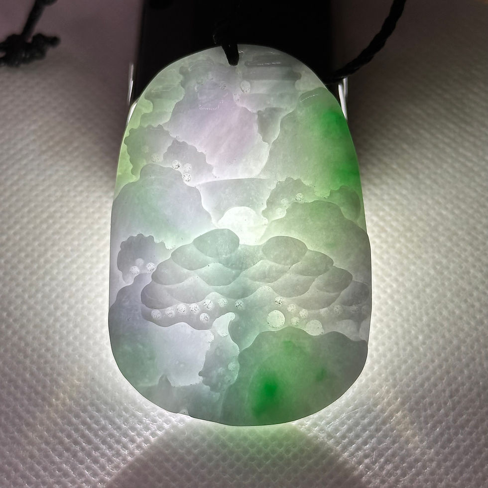 縮圖：【青巒入畫，自在山水間】- 翡翠山水掛飾