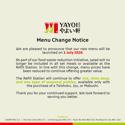 Menu Change Notice