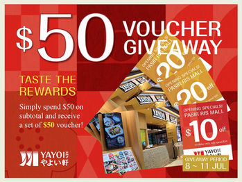 YAYOI Pasir Ris Mall $50 VOUCHER GIVEAWAY