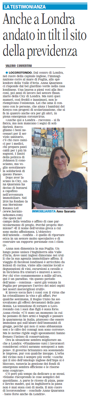 Anna Quaranta's original interview to Gazzetta del Mezzogiorno