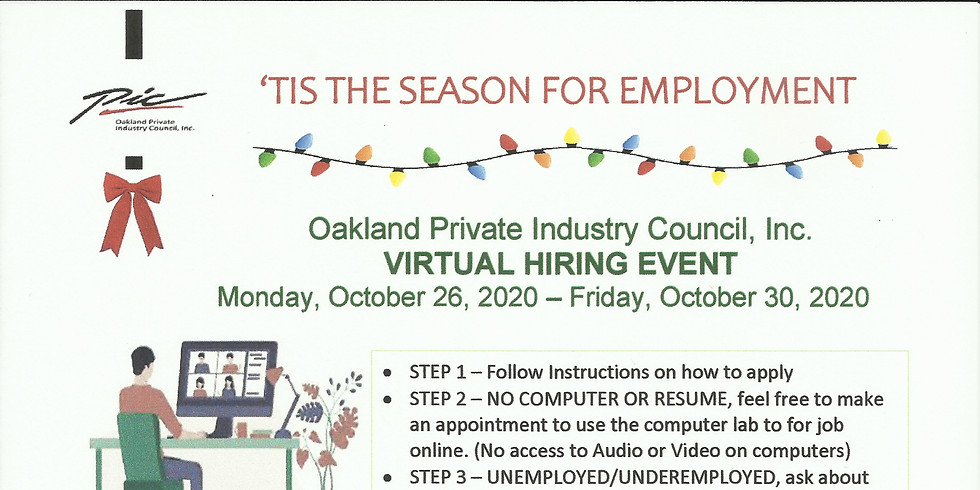 Monday October 26, 2020 Virtual Hiring Event
