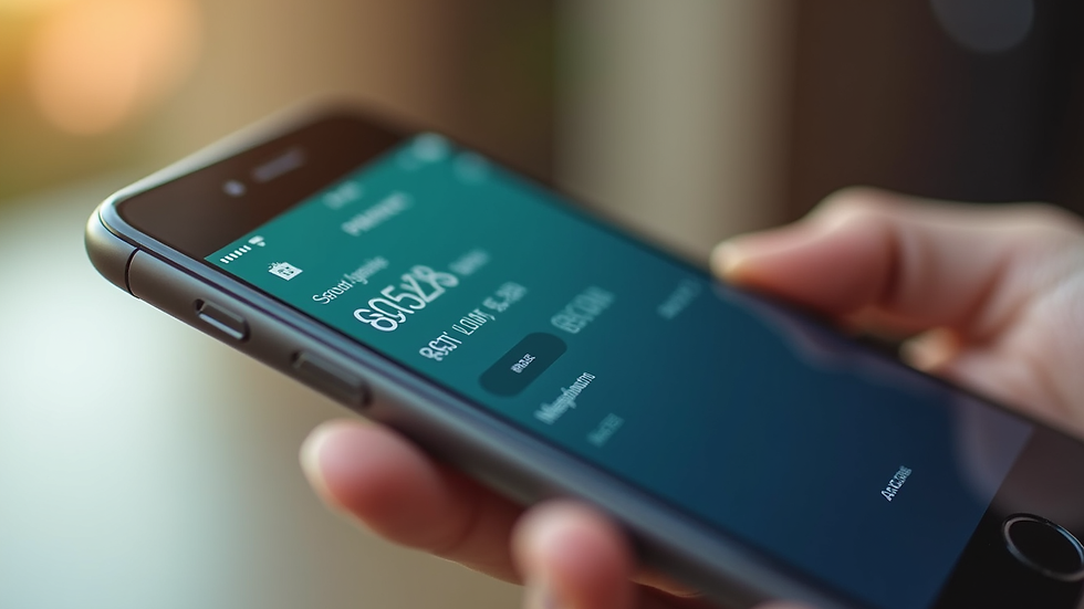 Close-up view of a smartphone displaying a banking app with credit limit details