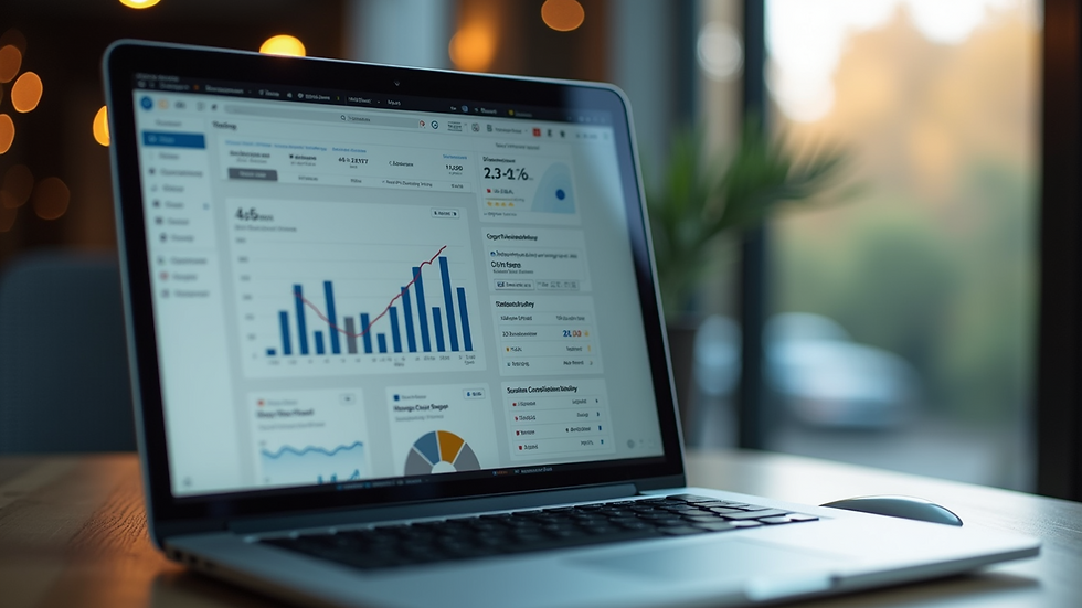 Close-up view of a laptop screen showing analytics dashboard