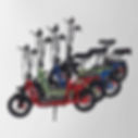 Four Drive S1 eScooters in red, green, blue, and black
