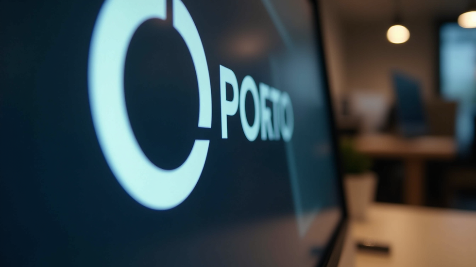 Close-up view of a designer working on a brand logo on a computer screen