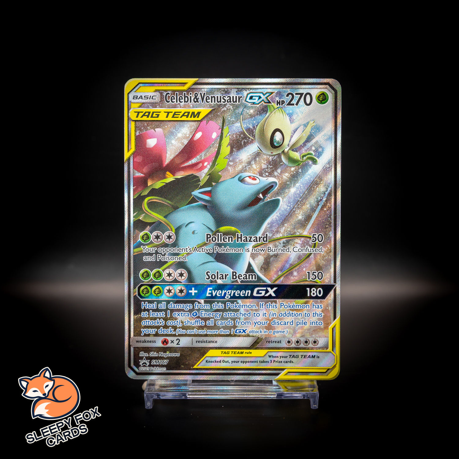 Celebi & Venusaur GX Sun & Moon SM167 Tag Team Black Star Promo