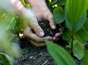 Die Hände in den Boden