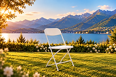 Location de chaise pliante blanche pour mariage, réception et événement à Annecy