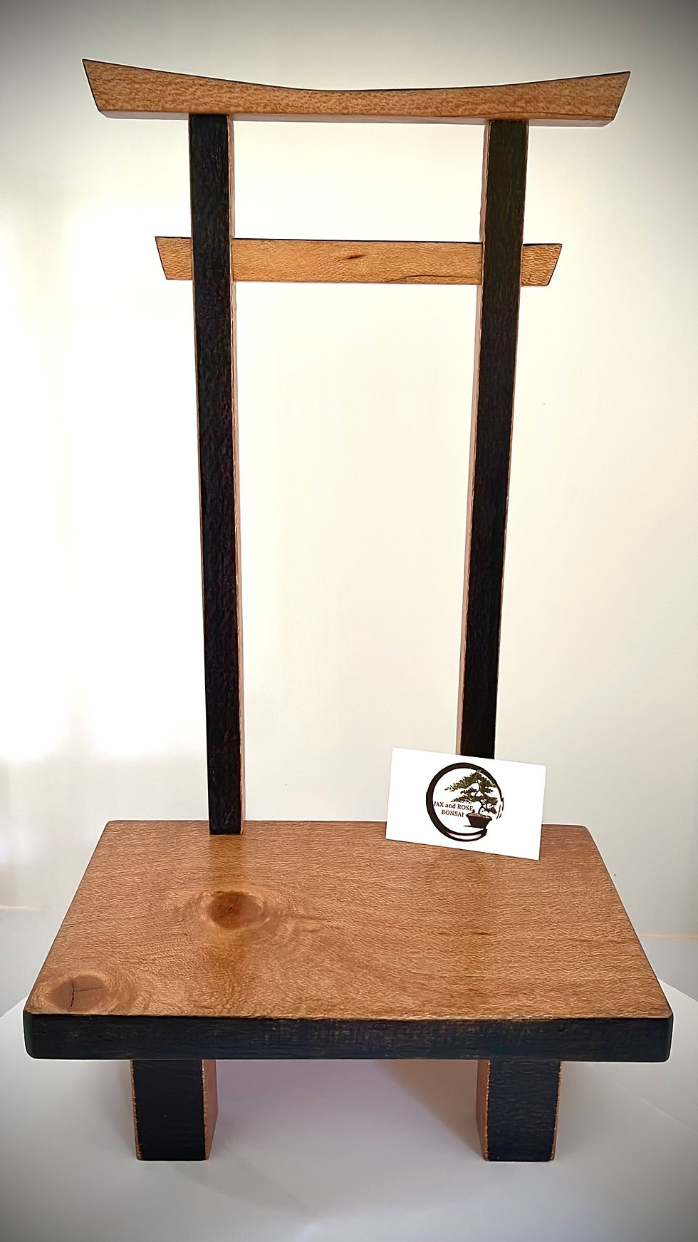 Thumbnail: Black Washed Silky Oak Bonsai Display Stand – Torii Gate Collection