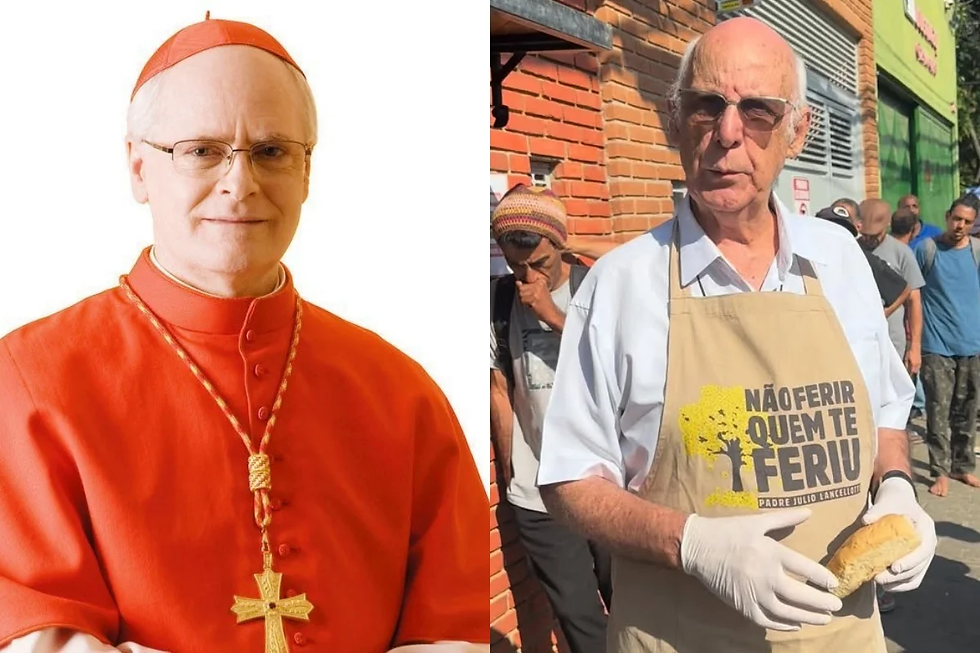 Dom Odilo Scherer reafirma a autoridade pastoral ao orientar Padre Júlio Lancellotti. / Imagens: Google