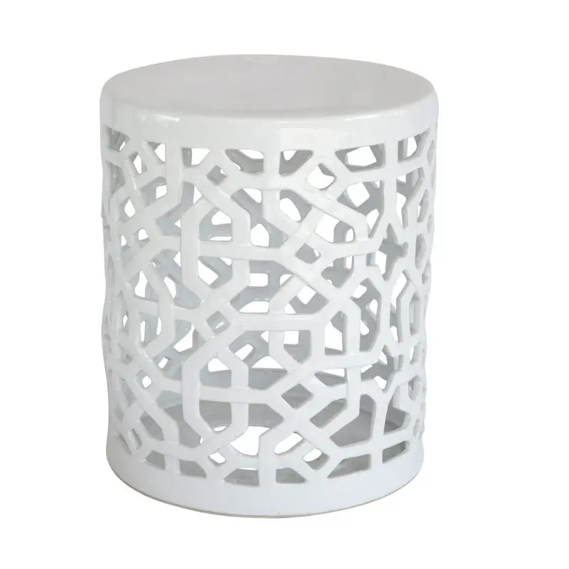 white ceramic stool at Woodka Interiors 