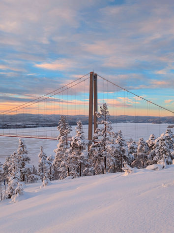 Winter view on the Höga Kusten Bron
