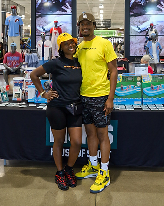 Faithful Flix Sports founders pictured at the Check Rock League event hosted at Dicks House of Sport celebrating youth sports and community engagement.