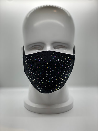 Elegant & Stylish Face Mask with Shimmering Rainbow Aurora Borealis Crystals