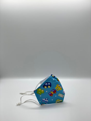 Stylish Kids Cotton Face Mask- Blue Cars
