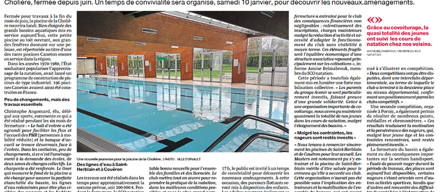 Le SCO Natation à La Cholière dès le 5 janvier