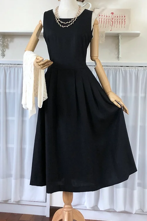 Mrs Grace リトルブラックドレス ブラックリネン リネンワンピース 黒のワンピース