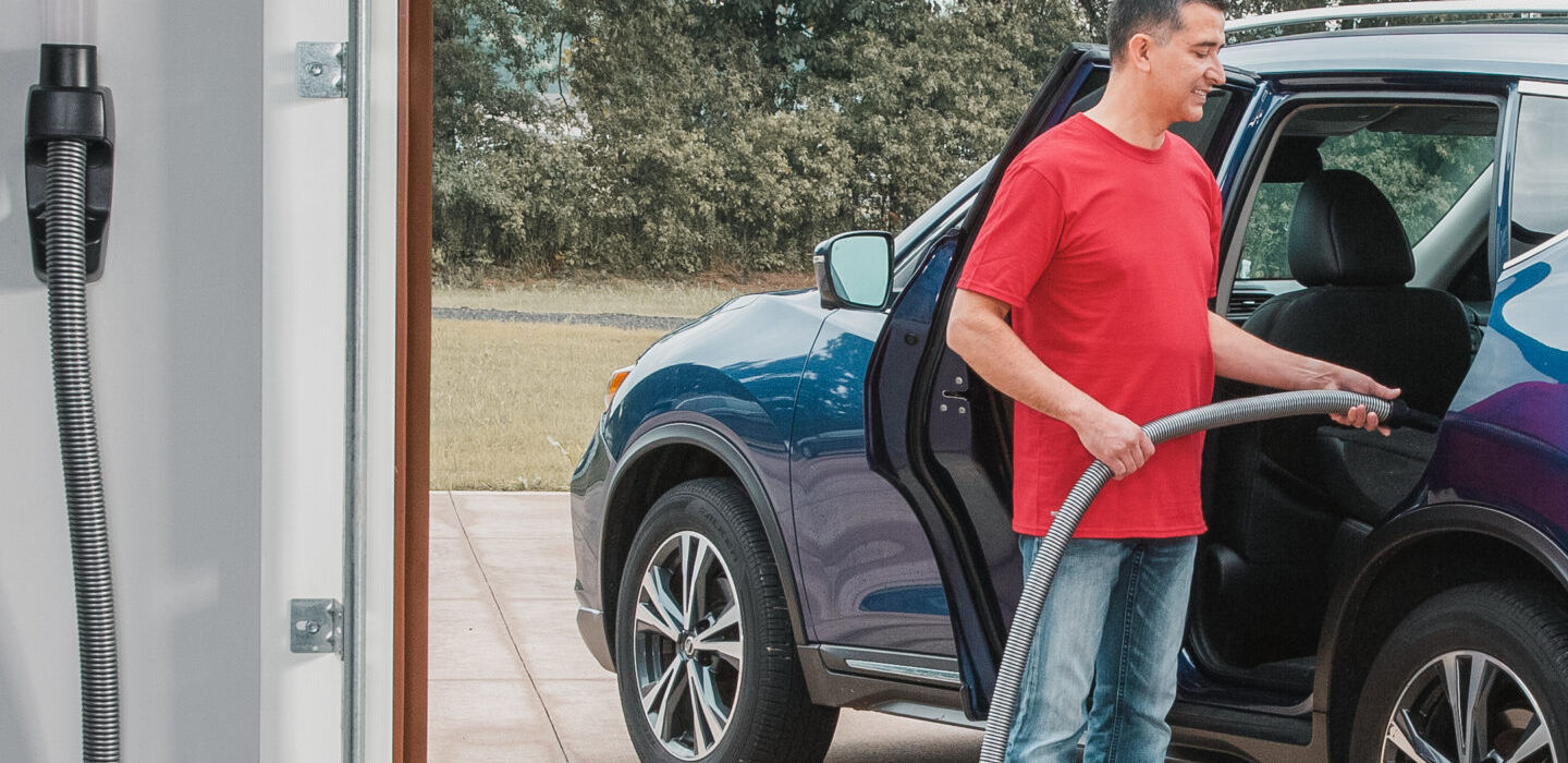Central Vac in the garage cleaning your car