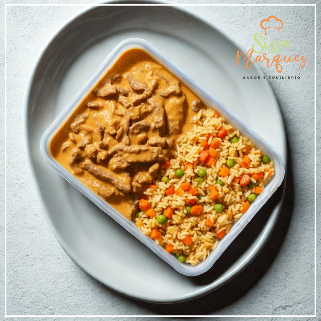 Strogonoff de carne light + arroz integral primavera 300g