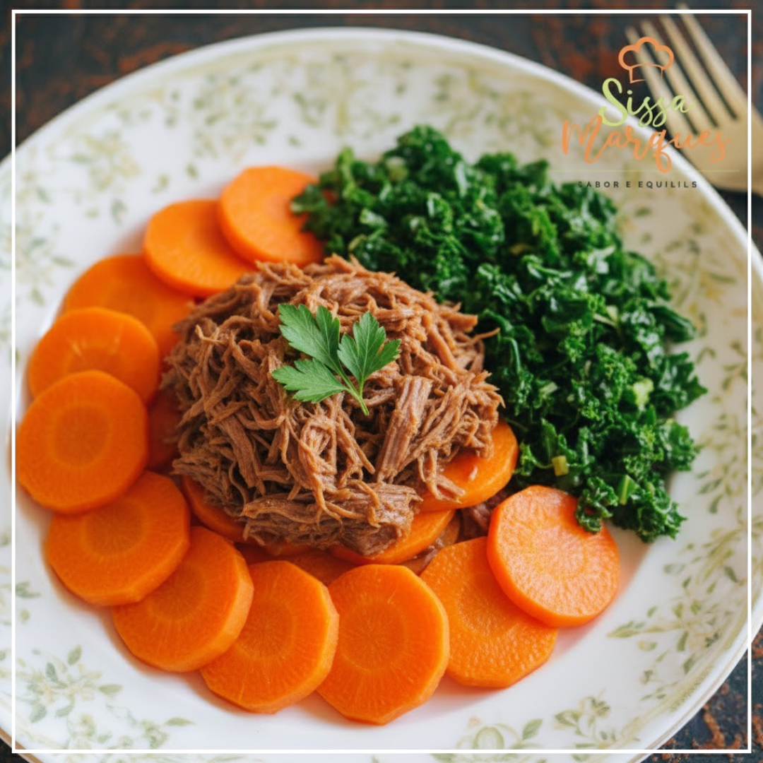 Marmita fitness low carb carne desfiada