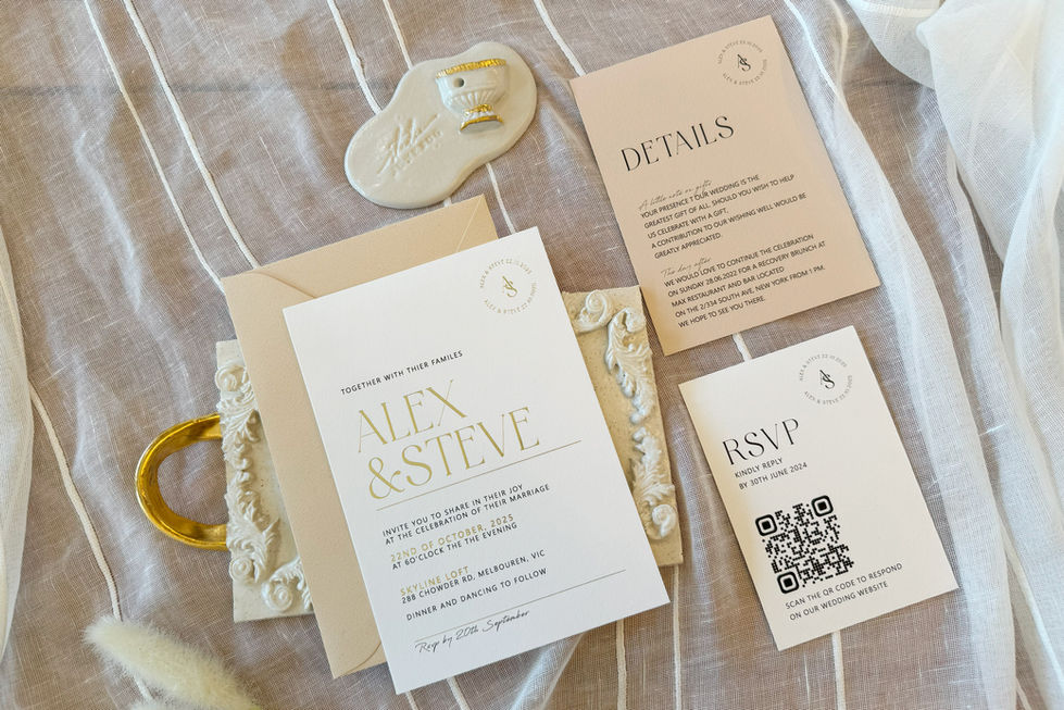 Modern wedding card with 1-color foil stamping and custom layout options