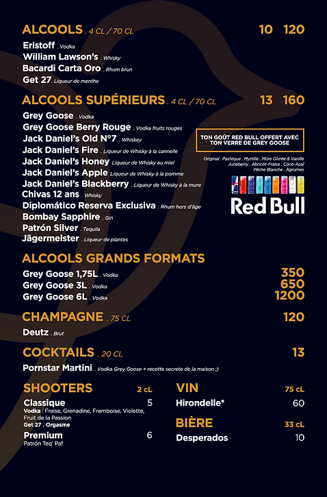 Carte des boissons Birdy 1