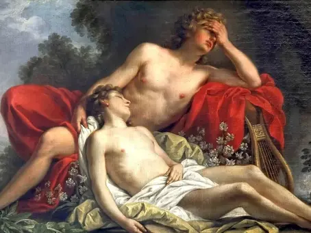 Apollo cradling Hyacinthus