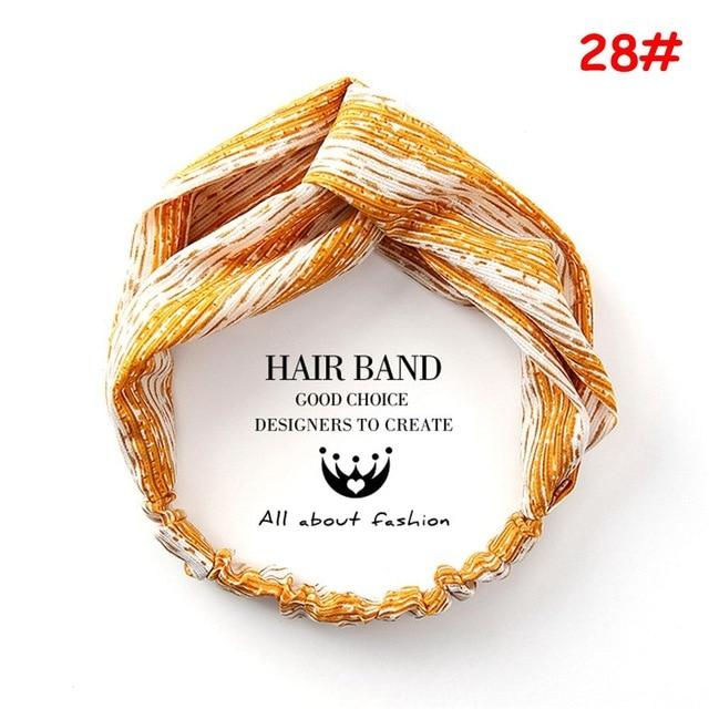 Thumbnail: Twist Cross Floral Elastic Knotted Headband