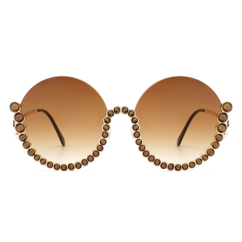 Thumbnail: Gloriana - Women Circle Half Frame Oversize Rhinestone Fashion Round Sunglasses