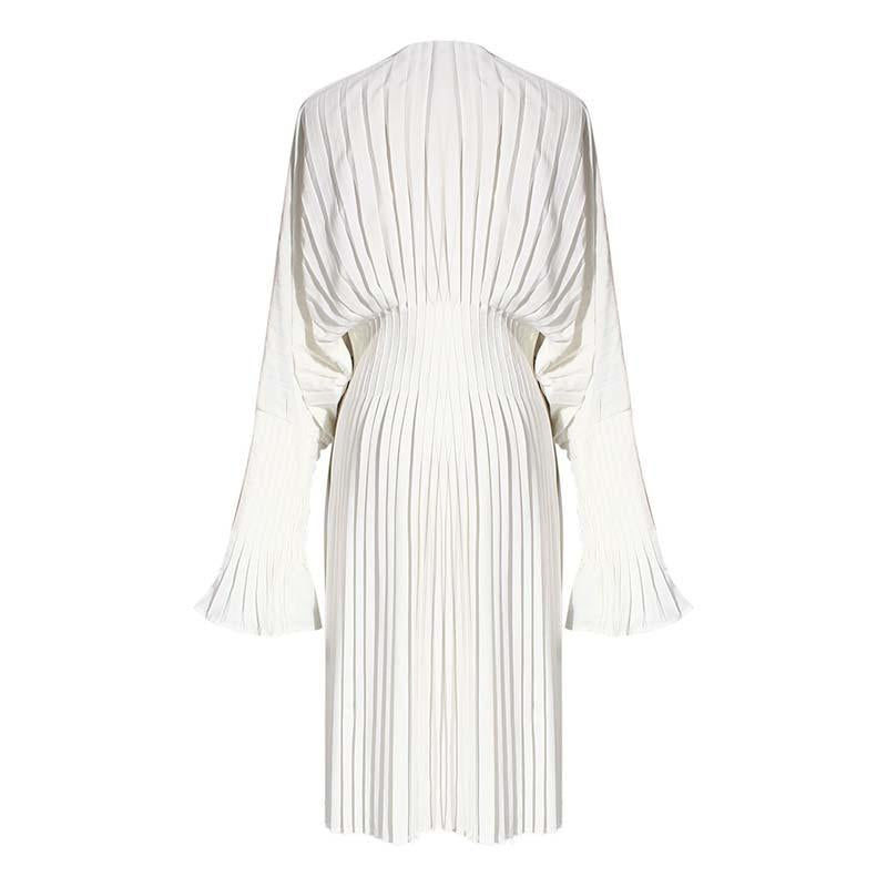 Thumbnail: Sakiya Pleated Long Sleeve Shirt Dress - White