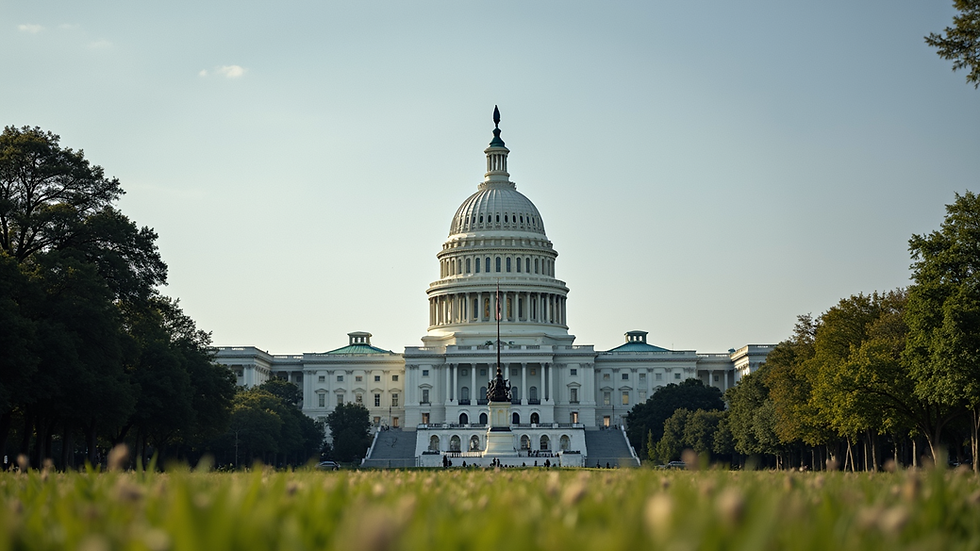 Eye-level view of the US Capitol building in Washington DC