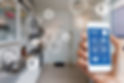 Smart home technology interface on smartphone app screen with augmented reality (AR) view