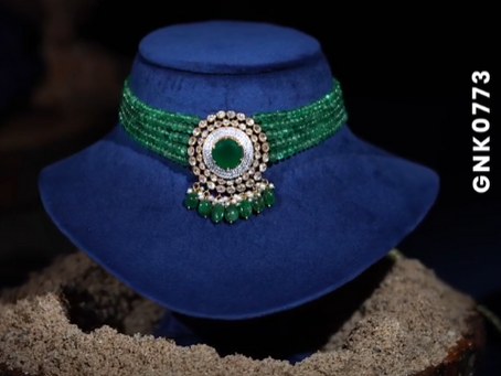 Elevate your look with our Gold Emerald Choker Set, perfect for parties