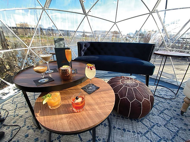 Inside boutique igloo at Farmer's Creekside Tavern and Inn