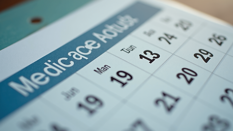 Eye-level view of a calendar marked with important Medicare sign-up dates