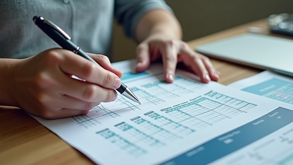 Close-up view of a person comparing Medicare supplement plan brochures with a pen