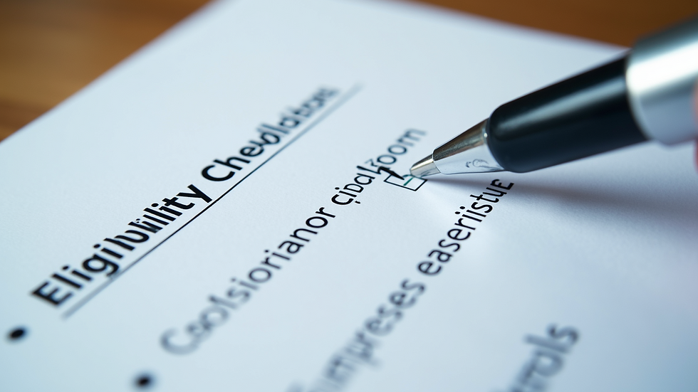 Close-up view of a checklist with health conditions and eligibility criteria