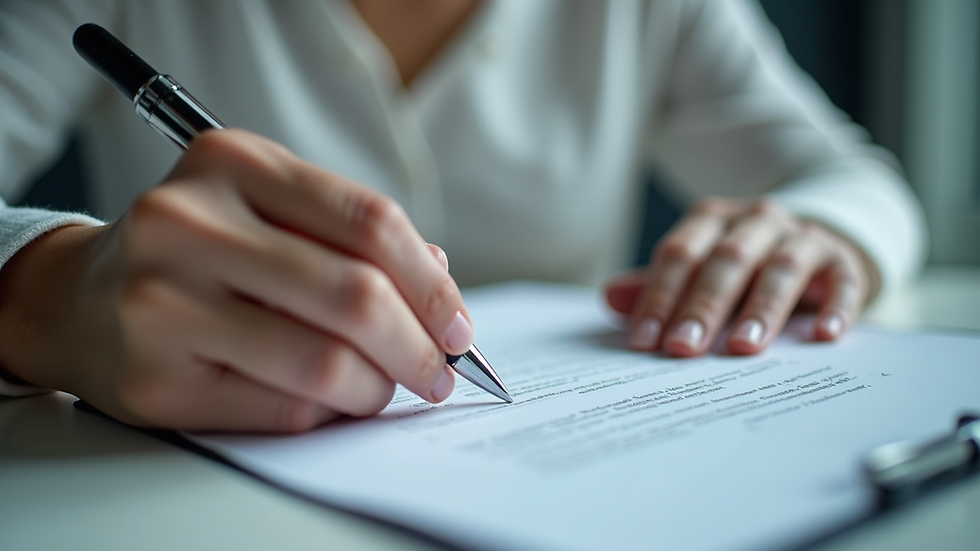 Close-up view of a person reviewing health insurance documents